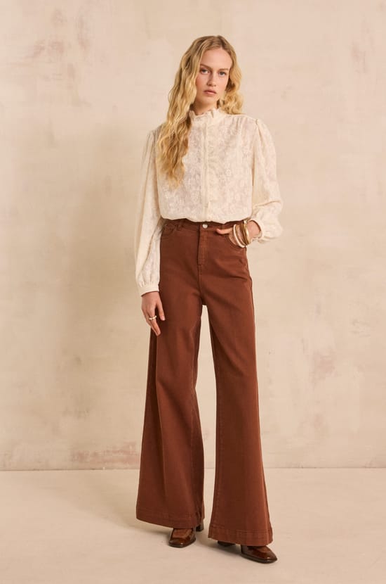 Jean wide leg in cotton SHELBY;${refinementColor}