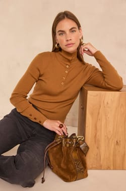 ASHLEY long sleeve mixed wool sweater;${refinementColor}