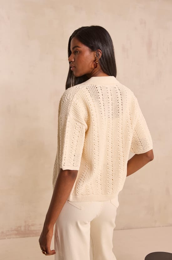 Adele short sleeve cotton blend knit vest;${refinementColor}