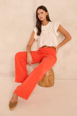 Short-sleeved cotton top DOVER;${refinementColor}