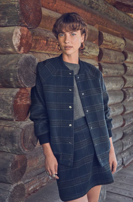 KIM checked wool bomber jacket;${refinementColor}