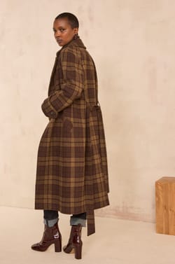 Checked wool blend coat DAREN;${refinementColor}