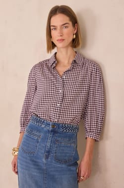 Chemise manches 3/4 &agrave; carreaux DAN;${refinementColor}