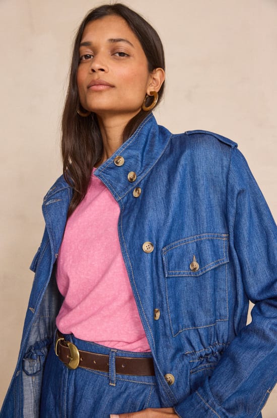 Veste &agrave; manches longues en jean CLAIRE;${refinementColor}