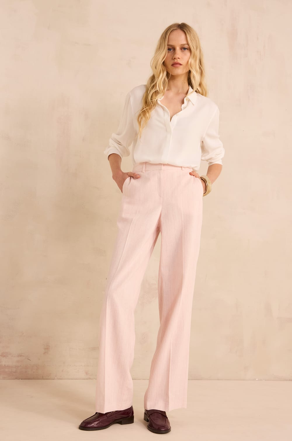 Ferguson wide striped cotton blend trousers;${refinementColor}
