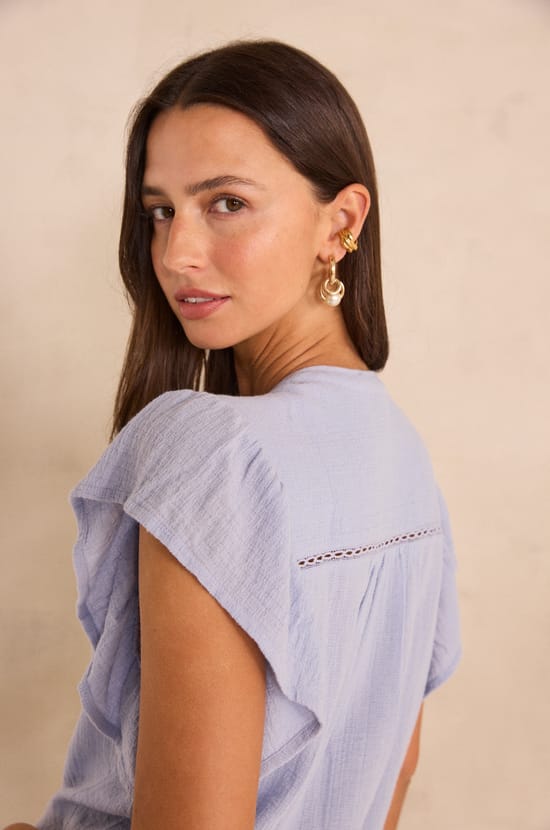 Short-sleeved cotton blouse DELHI;${refinementColor}
