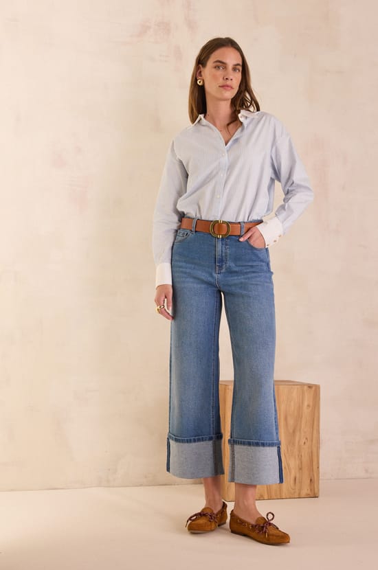 RUBY cropped jeans with turn-ups;${refinementColor}