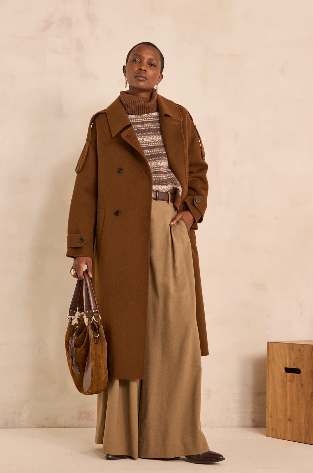 CASSANDRE long wool blend coat;${refinementColor}