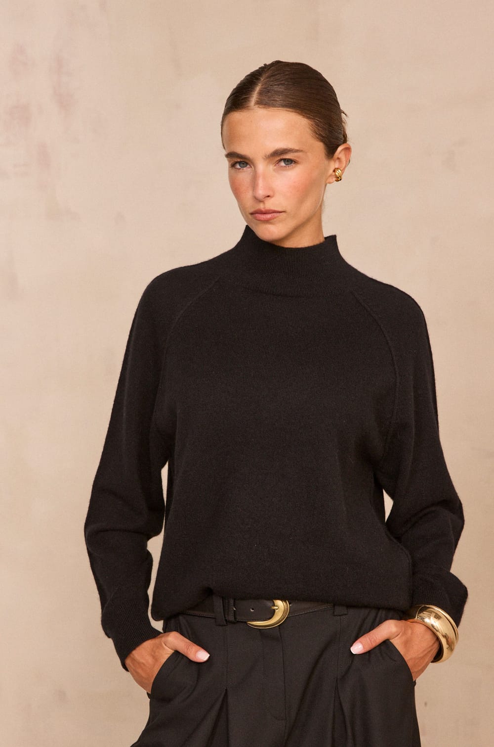 Pull &agrave; manches longues en cachemire 2 fils ACHILLE;${refinementColor}