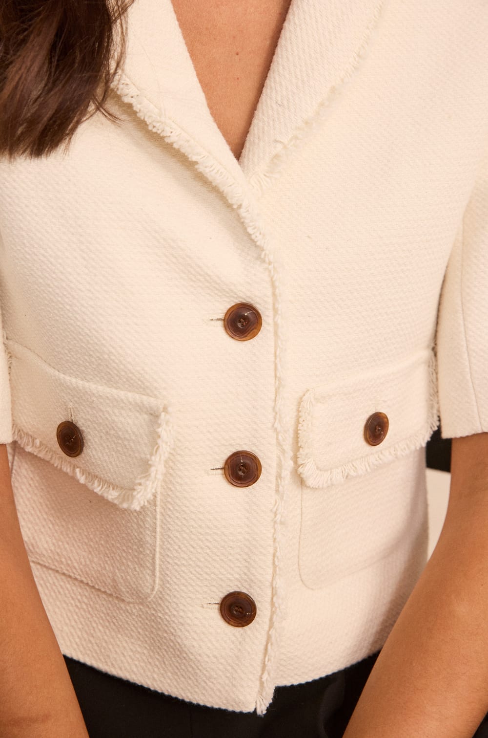 VALENCE cotton blend tweed blazer;${refinementColor}