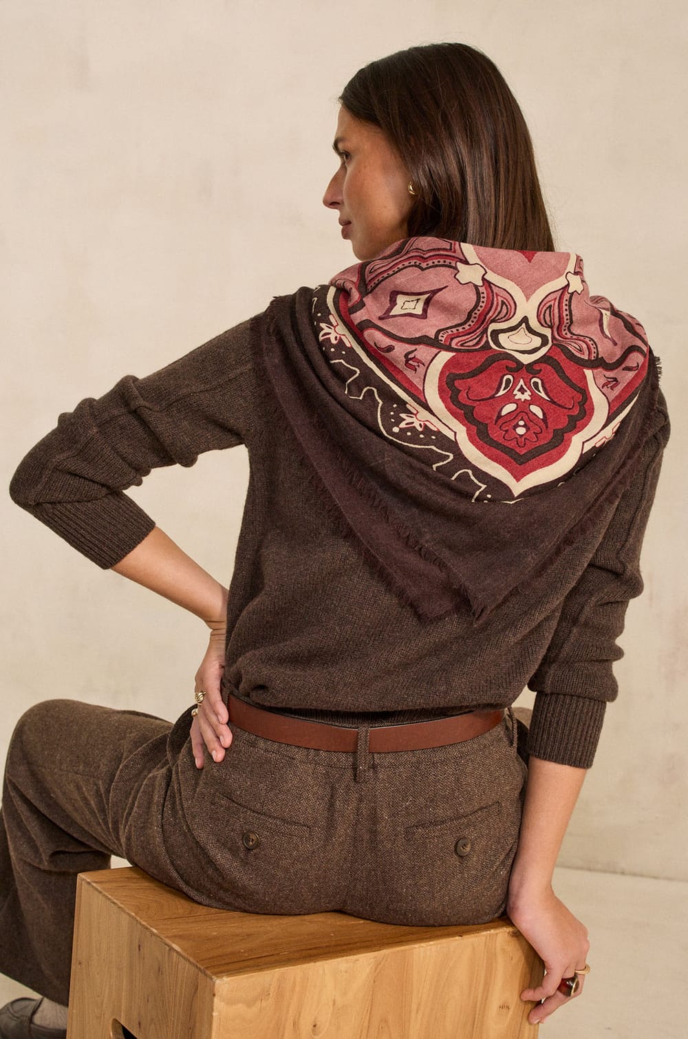 Foulard 100% laine Octobre Rose REMY;${refinementColor}