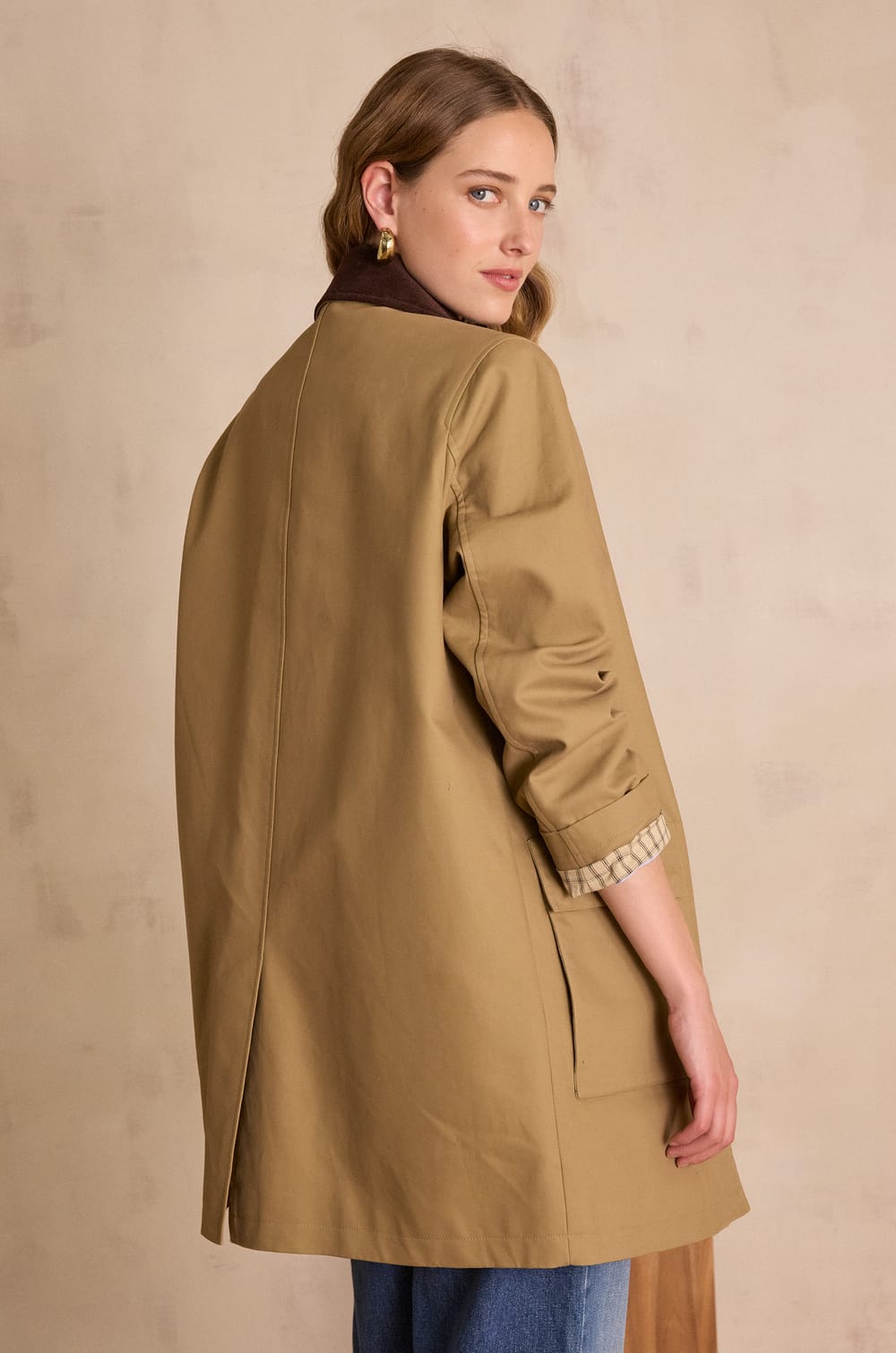 DANAE long cotton trench coat;${refinementColor}