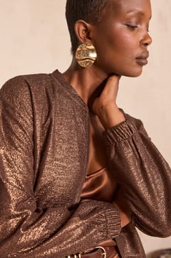 Teddy bomber jacket with sparkling threads;${refinementColor}