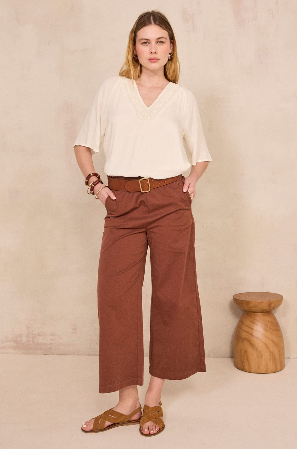 Wide and straight pants BERTHIE;${refinementColor}