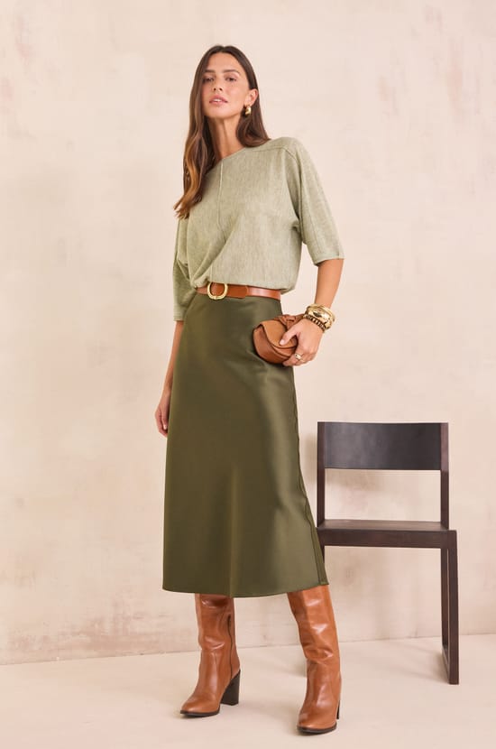 Falda midi satinada ORIA;${refinementColor}