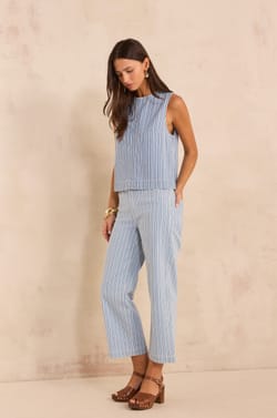 Jean straight and cropped striped in mixed cotton ROSIE;${refinementColor}
