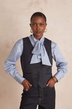 ABEL sleeveless tailored striped waistcoat;${refinementColor}