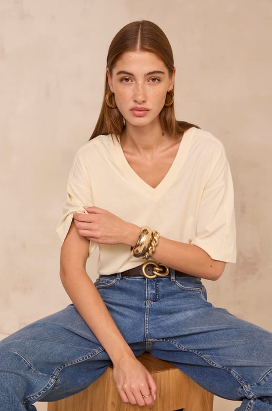 TED cotton 3/4 sleeve T-shirt;${refinementColor}