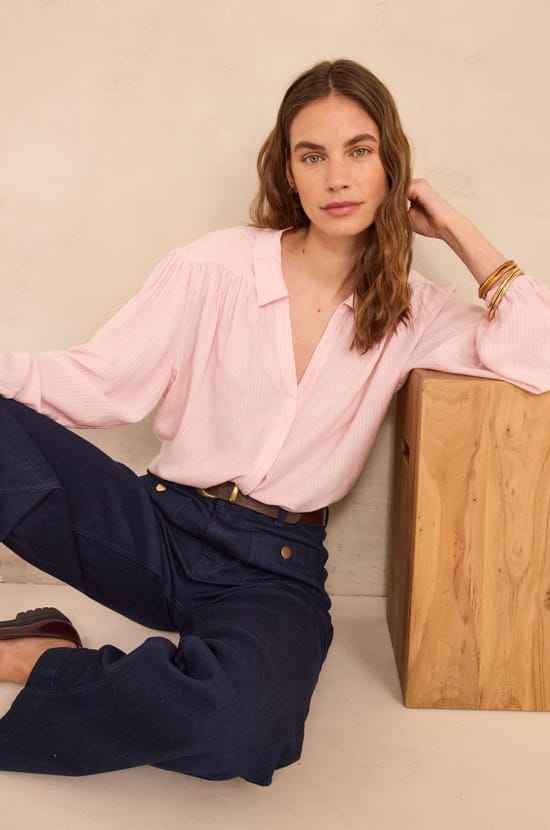 Striped blouse SEATTLE in lurex viscose;${refinementColor}