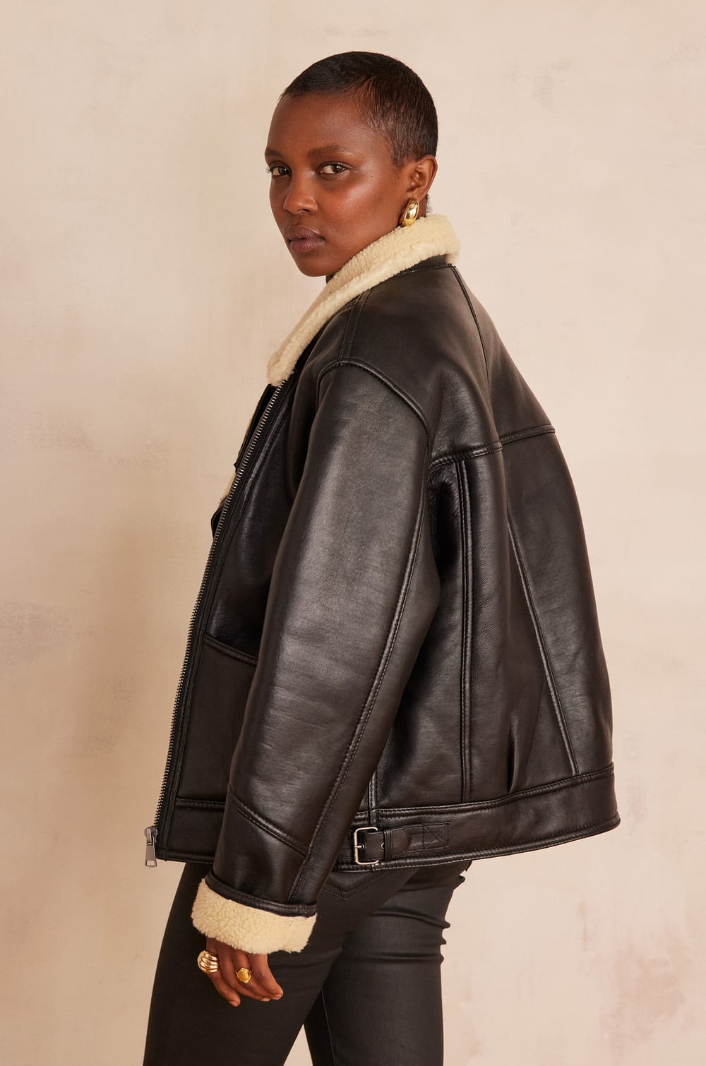 FOLIO leather jacket;${refinementColor}