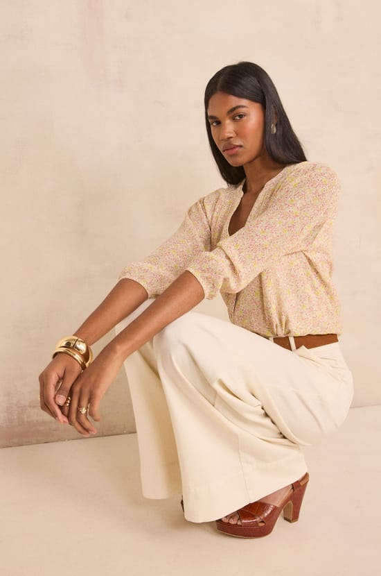 Printed long sleeve blouse DELPHINE;${refinementColor}