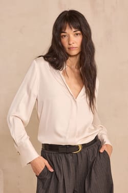 BASILE satin cream blouse;${refinementColor}