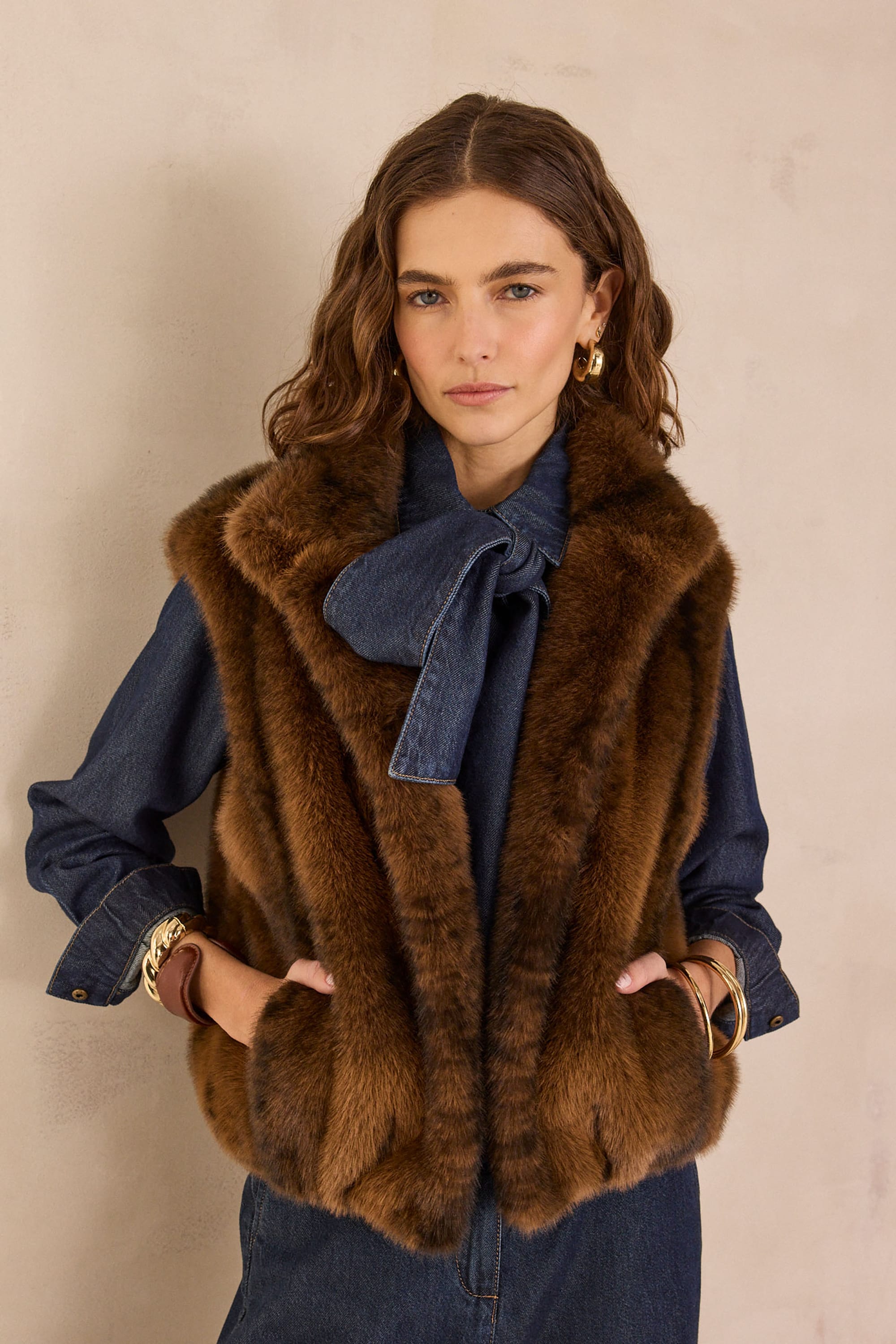 Gilet Femme En Fausse Fourrure – Sans Manches, Matelassé, Chaud Et élégant Pour L’hiver. - 4