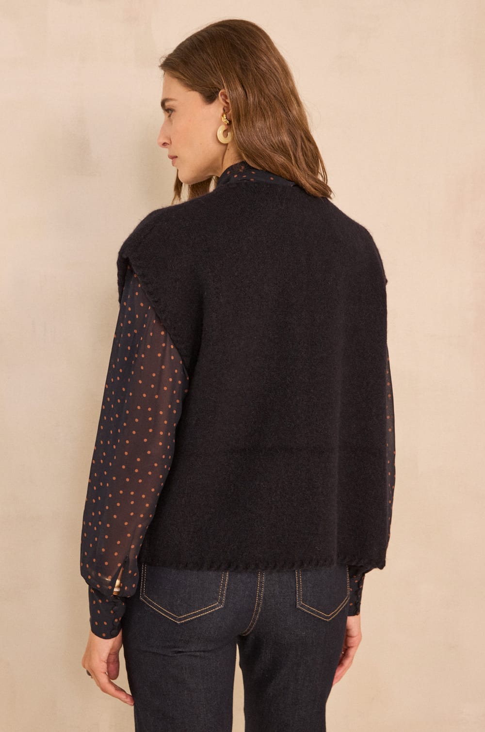 ANTHEA mixed wool sleeveless vest;${refinementColor}