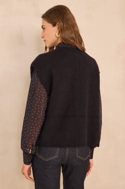 ANTHEA mixed wool sleeveless vest;${refinementColor}