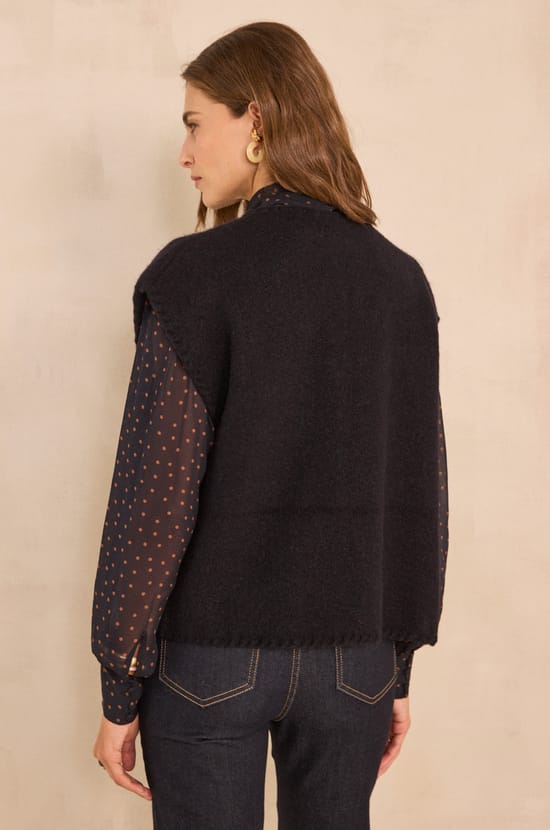 ANTHEA mixed wool sleeveless vest;${refinementColor}