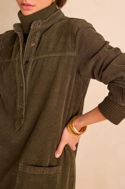 RITA straight shirt dress in velvet;${refinementColor}