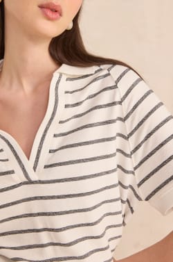 Striped short-sleeve cotton T-shirt LILAC;${refinementColor}