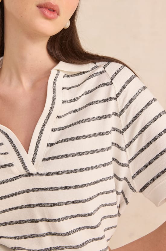 Striped short-sleeve cotton T-shirt LILAC;${refinementColor}