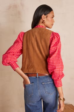 PERLIN leather cardigan;${refinementColor}