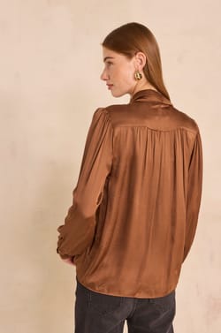 Satin blouse with bow tie collar SPIRIT;${refinementColor}