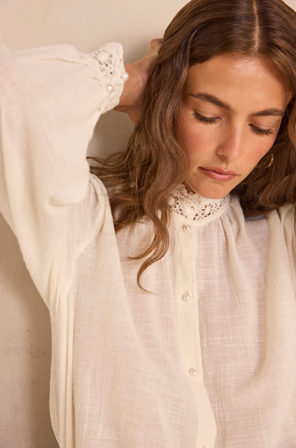 Long sleeve cotton blouse MEDEA;${refinementColor}