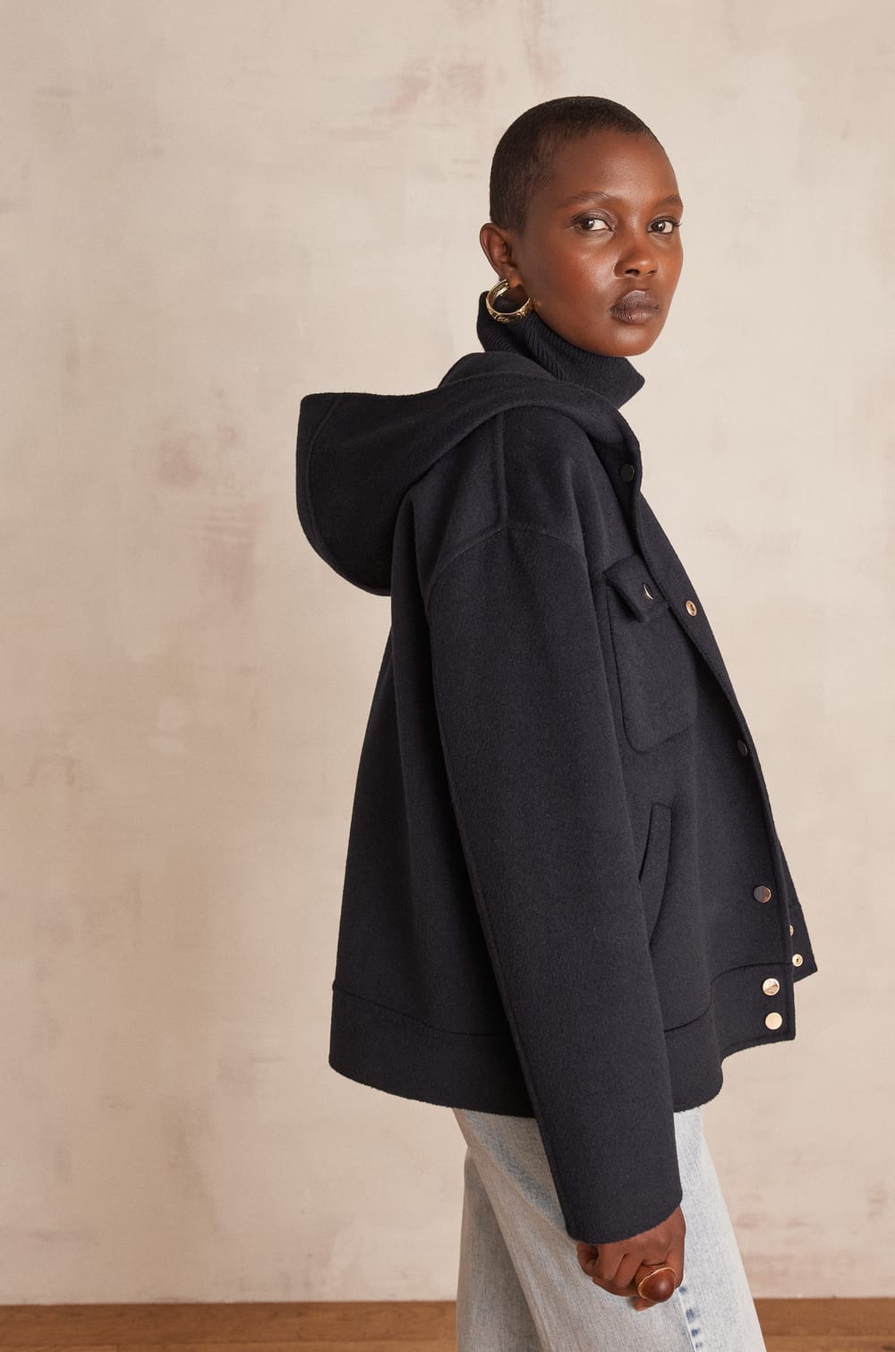 DOLINE hooded wool jacket;${refinementColor}