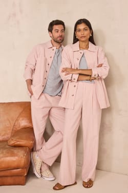 Unisex wide trousers in blended linen POIVRE;${refinementColor}