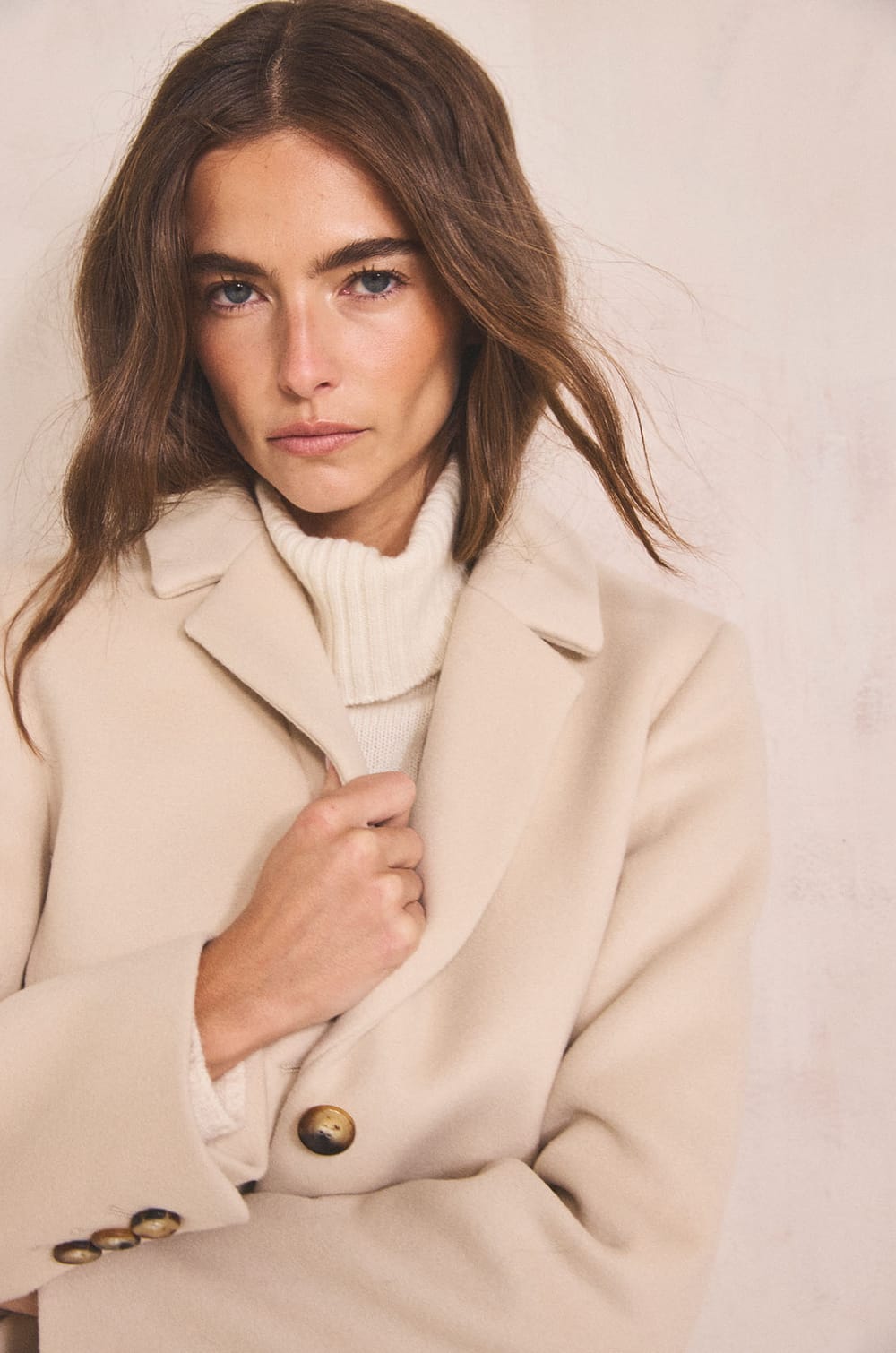 ANABELLE wool blend straight coat;${refinementColor}