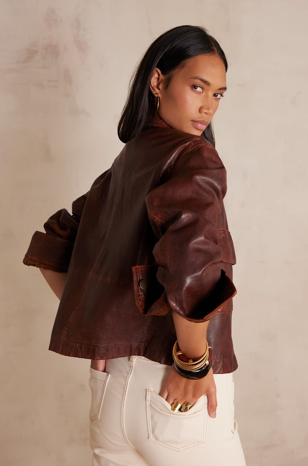 COCO leather jacket;${refinementColor}