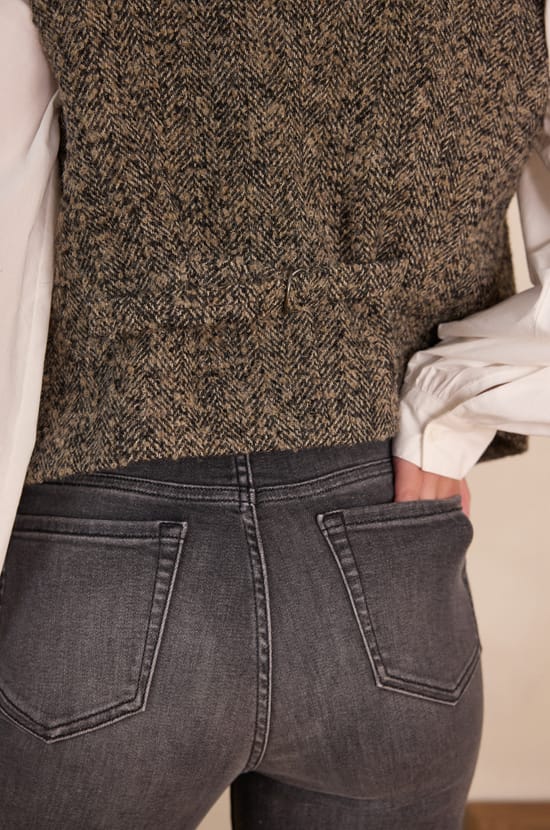 PHARELL sleeveless cardigan in tweed wool;${refinementColor}