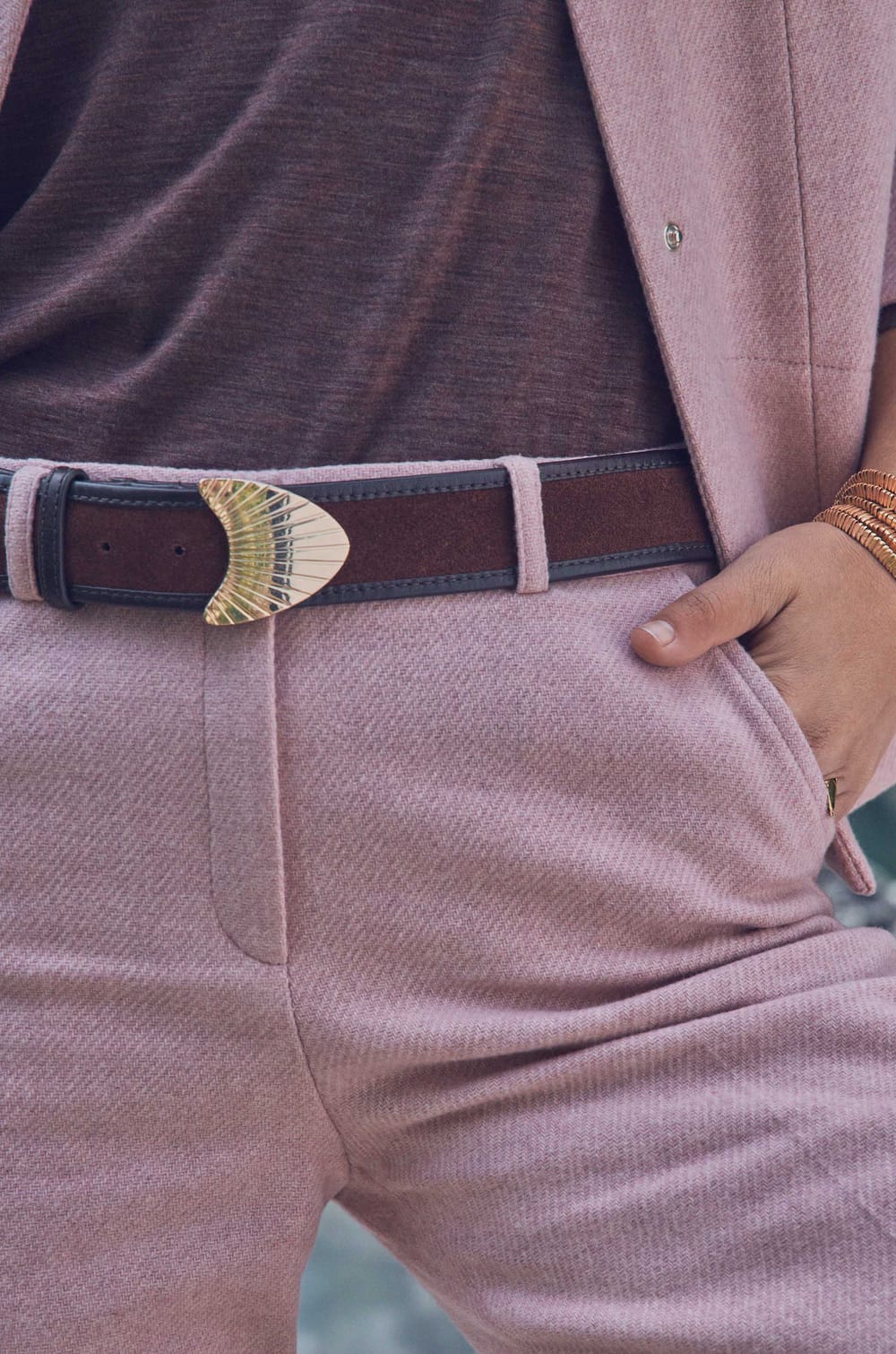 LEONARD leather belt;${refinementColor}